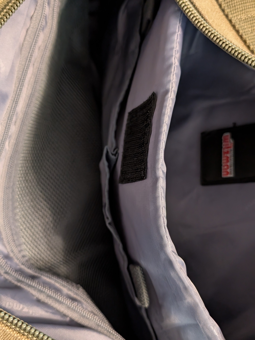 Canvas Travel Backpack in Khaki with Leather Accents - Picture 7 of 13